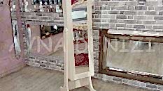 Krem Renk Ayaklı Boy Aynalı Takı Dolabı