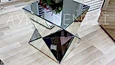 Diagonal Model Aynalı Yan Sehpa