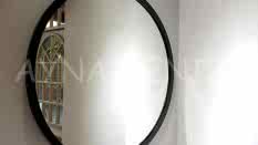 Circle Wood Black Model Siyah Renk Yuvarlak Dairesel Dekoratif Ayna