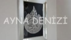 Ayetel Kürsi Duası Yazılı Model Gümüş Renk Ayna Çerçeveli Tablo