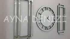 Stylish Future Silver Model Üçlü Set Aynalı Saatli Niş Takımı