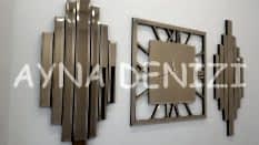 Perfect Time Bronze Model Üçlü Set Aynalı Saatli Niş Takımı