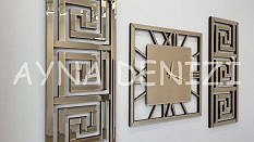 Premium Time Bronze Model Üçlü Set Aynalı Saatli Niş Takımı