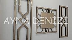 Special Time Bronze Model Üçlü Set Aynalı Saatli Niş Takımı