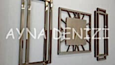 Stylish Time Bronze Model Üçlü Set Aynalı Saatli Niş Takımı