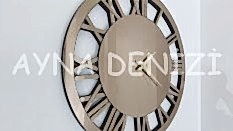 Future Roma Bronze Model Bronz Renk Dekoratif Aynalı Duvar Saati
