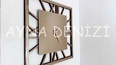 Time Bronze Model Bronz Renk Dekoratif Aynalı Duvar Saati