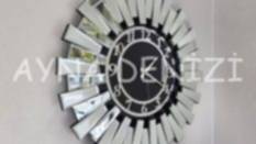 Güneş Twins Silver Latin Black Model Gümüş Siyah Renk Aynalı Duvar Saati