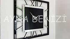 Time Silver Black Model Gümüş Siyah Renk Dekoratif Aynalı Duvar Saati