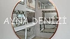 Circle Eighty Copper Model Rose Gold Altın Renk Metal Çerçeveli Yuvarlak Dairesel Dekoratif Ayna