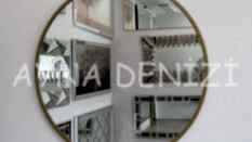Circle Eighty Gold Model Gold Altın Renk Metal Çerçeveli Yuvarlak Dairesel Dekoratif Ayna