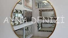 Circle Eighty Shiny Model Yellow Gold Altın Renk Metal Çerçeveli Yuvarlak Dairesel Dekoratif Ayna